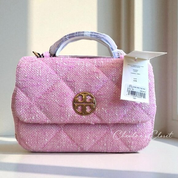 NWT Tory Burch Willa Mini Top Tweed Handle Bag - Picture 1 of 13